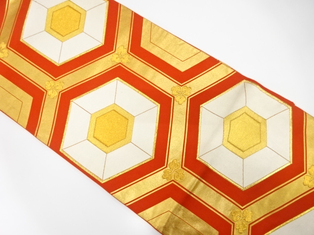 JAPANESE KIMONO / ANTIQUE FUKURO OBI / SILK / WOVEN FLOWER